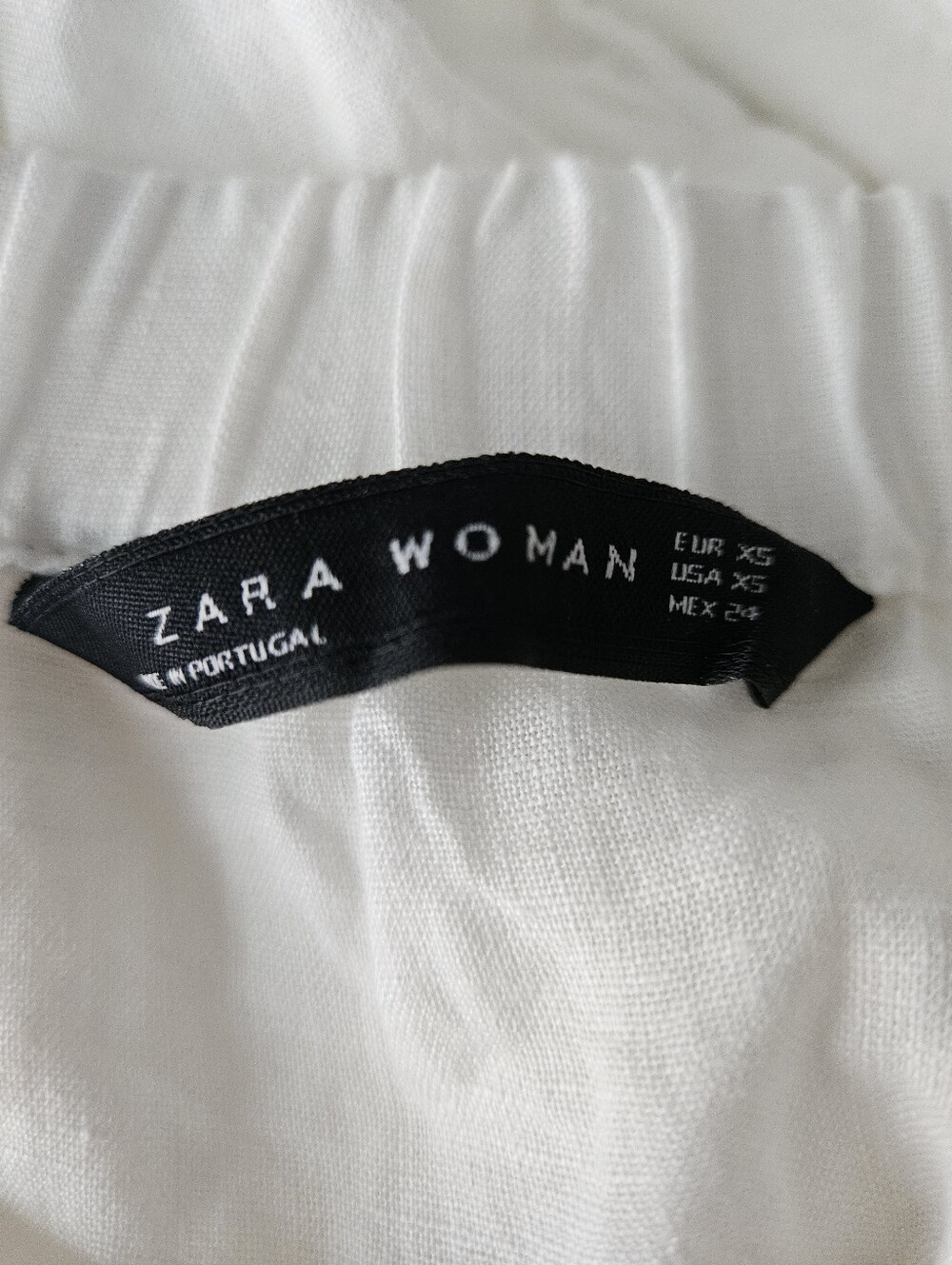ZARA Off-Shoulder White 100% Linen Flutter Sleeve Colored Tassel Blouse | SZ XS - Picture 8 of 9